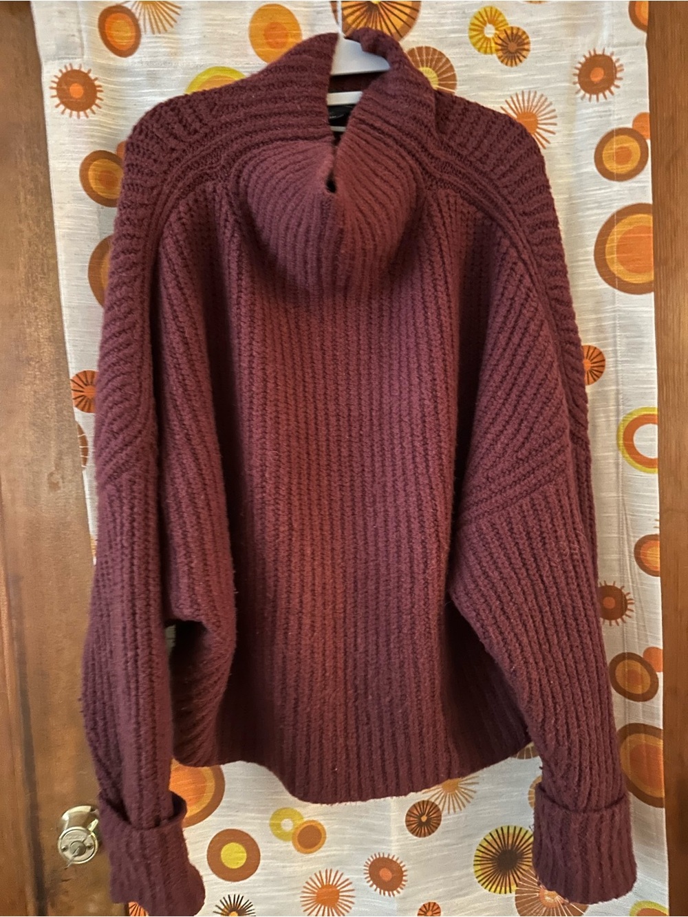 Maeve Burgundy Ribbed Turtleneck Sweater